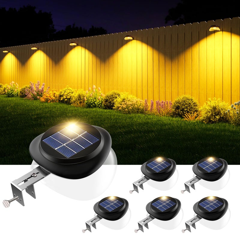 JSOT Solar Gutter Lights for Outside Decor, Solar Fence Light Outdoor Waterproof Yard Lights, 2 Installations Methods for Deck Garden Porch Garage Stairs Wall Patio Backyard - Warm White, 6 Pack - Image 1